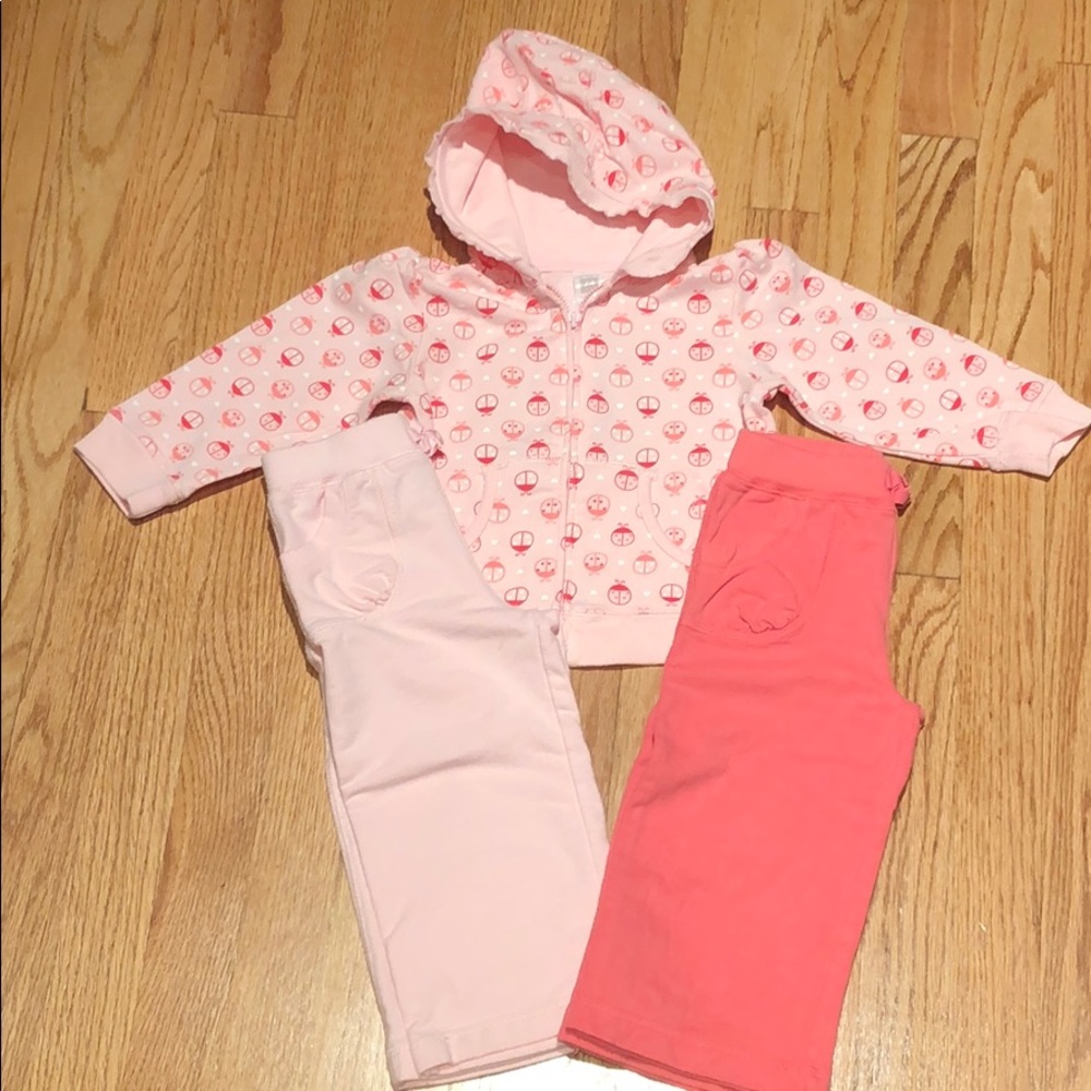 Carter’s hoodie and 2 pairs of pants